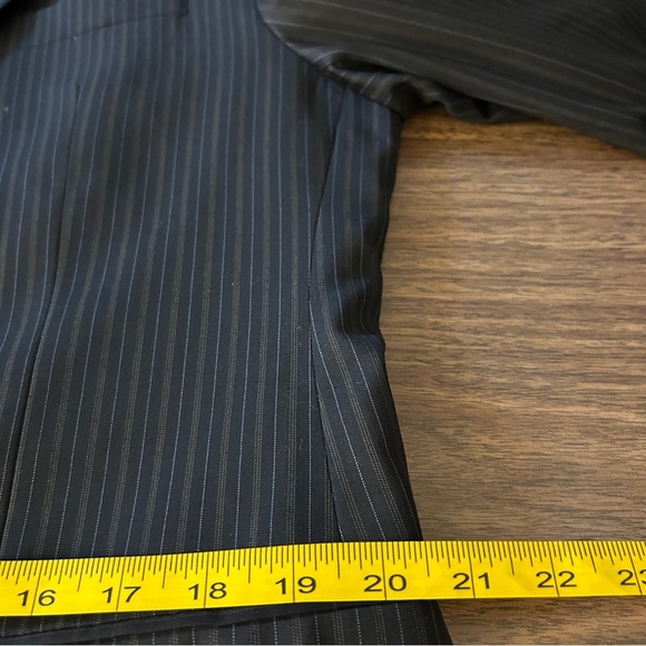 ❤️ Lauren Ralph Lauren Dark Gray Striped Wool Blazer 40R - Picture 8 of 10